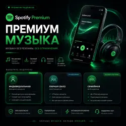 Spotify Premium: индивидуальный, дуэтный 1 - 3 - 6 - 12 м